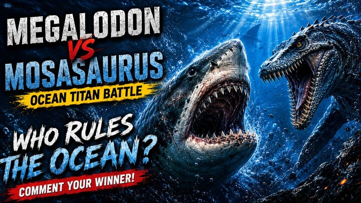 Megalodon vs Mosasaurus 🦈🦖 | Ocean Titan Battle — Who Wins?
