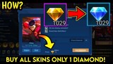 HOW TO USE PROMO DIAMOND TO BUY SKINS ONLY 1 DIAMOND (TUTORIAL) IN MOBILE LEGENDS
