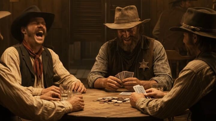 Outlaws Threaten the Sheriff in the Saloon  Wild West