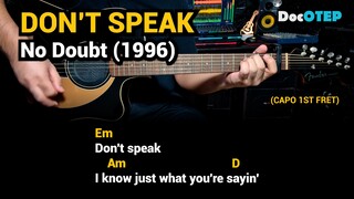 Don't Speak - No Doubt (1996) Easy Guitar Chords Tutorial with Lyrics