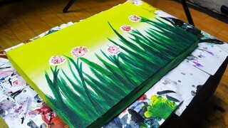 Simple Acrylic Painting of Flowers and Leaves || 31 Days Challenge #13