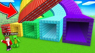 JJ and Mikey Found NEW SPIRTAL TUNNEL of ALL SIZES : TNT, GOLD, PORTAL, EMERALD in Minecraft Maizen!