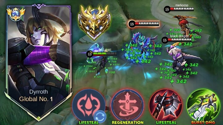 DYRROTH LIFESTEAL HACK REGENERATION BUILD TO BEAT STRONG META FIGHTER IN 2024 - Mobile Legends