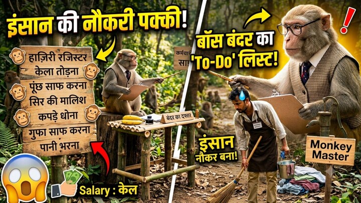 जब बंदर ने इंसान को नौकरी पर रख लिया 😂🐒 next part