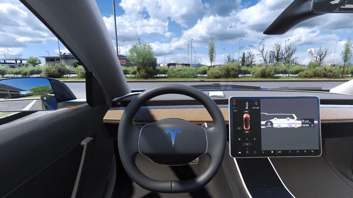 Realistic Car Simulator : Tesla Model 3 2021 Highway Driving POV