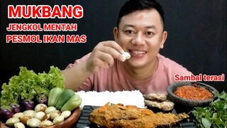 MAKAN LALAPAN JENGKOL MENTAH IKAN ASIN SAMBAL TERASI PESMOL IKAN MAS LABU SIAM KEMANGI #mukbang