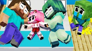 Monster School Baby Zombie ไม่มีความสุขเพราะพ่อแม่มีลูก - เรื่องเศร้า - Minecraft Animation