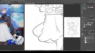 1476 - Ganyu / Genshin x China Merchants Bank Collab / #genshinimpact  / Lineart 2-5