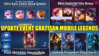 UPDATE!! SKIN EPIC ALICE GRATIS, SKIN EXORCIST 10X DRAW, EVENT SKIN EPIC BEBAS PILIH, FRAGMENT SHOP