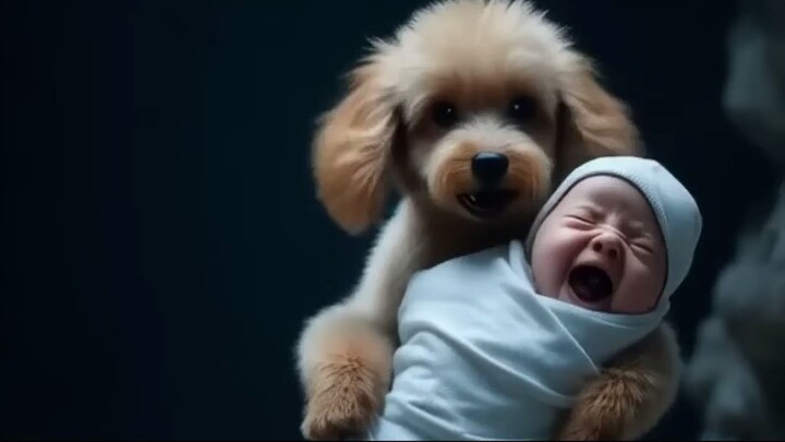 Lovely baby was taken away by wolves, Poor dog rescued him#story #rescue #animal