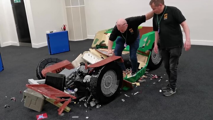 How does it feel to break a jeep made of 120,000 Lego pieces?