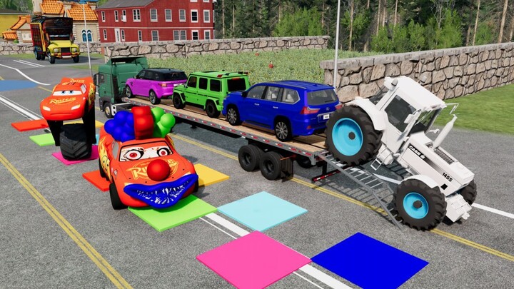 Flatbed Truck Mcqueen | Transportation with Truck - Pothole vs Car #1 BeamNG.Drive