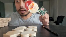 ASMR Eating Santa Lollipop & Painting Wooden Hearts And Wooden Houses ❤️