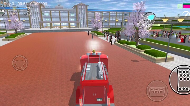 Fire truck vs people sakura school