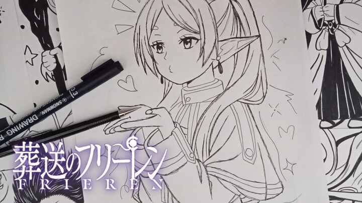 Frieren - Sousou no Frieren || Black and White Art (SPEED DRAWING)
