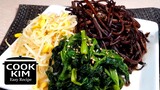 3 color vegetables side dish and bibimbap, 3색 나물과 가정식 비빔밥
