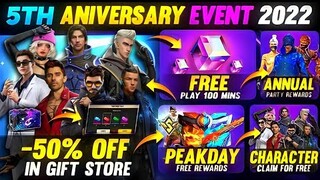 5th Anniversary Event Free Rewards | Free Fire New Event 5th Anniversary | 5th Anniversary Rewards