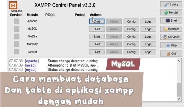 CARA MEMBUAT DATABASE DAN TABLE DI APLIKASI EXAMPP UNTUK PEMULA