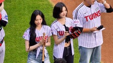hearts2hearts Jiwoo & Ian LG vs SSG first pitch Jamsil Baseball Stadium