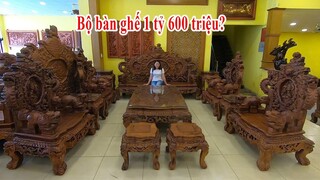 Cận cảnh bộ Siêu bàn ghế gỗ Cẩm lai giá 1 tỷ 600 triệu khủng nhất Sài Gòn ở Đồ gỗ Sơn Đông
