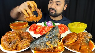 SPICY BIG FISH CURRY, BIG FISH HEAD, ROHU FISH CURRY, MURI GHONTO, RICE ASMR MUKBANG EATING SHOW ||