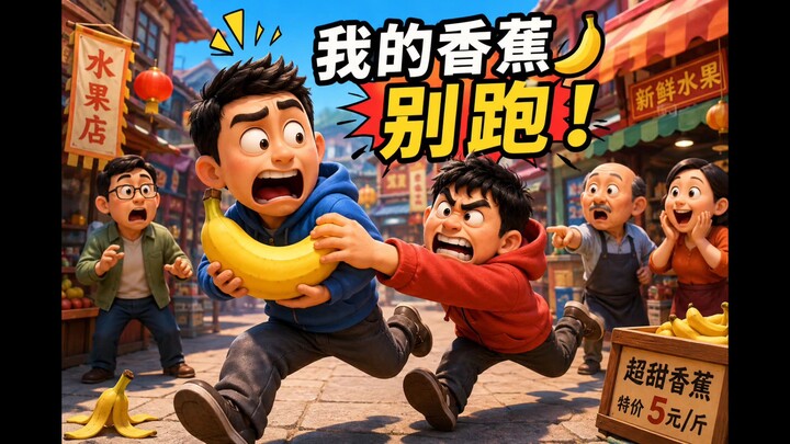 标题： 😂 中国爆笑3D动画｜Banana Chase大作战！🤣 #中国 #搞笑 #3D动画