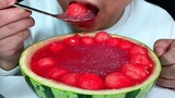 Eating Watermelon Sago, Chewing And Drinking ASMR!