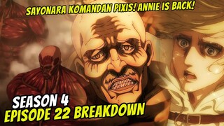 FEMALE TITAN IS BACK! KEMATIAN KOMANDAN PIXIS!  AOT SEASON 4 EPISODE 22!