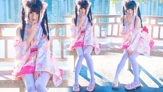 【Baby】♥猫耳!浴衣!小可爱！♥双马尾妹妹在公园跳舞啦