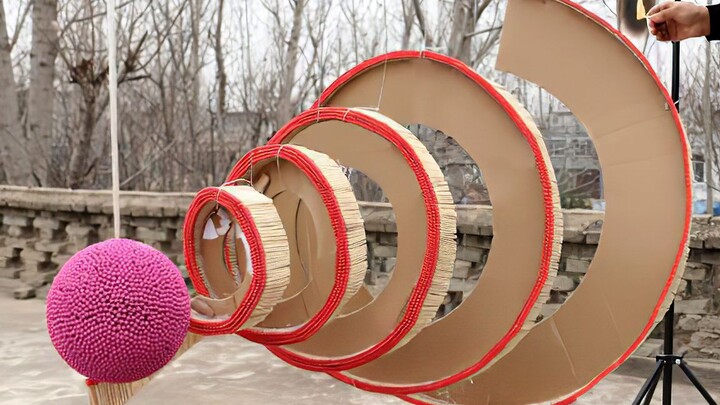 What is it like to light a domino effect cannon made of 100,000 matches?