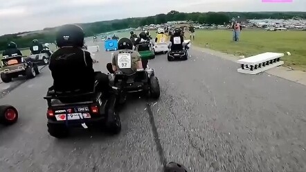 These bored adults have brought out their kids’ toy cars and are having a race!