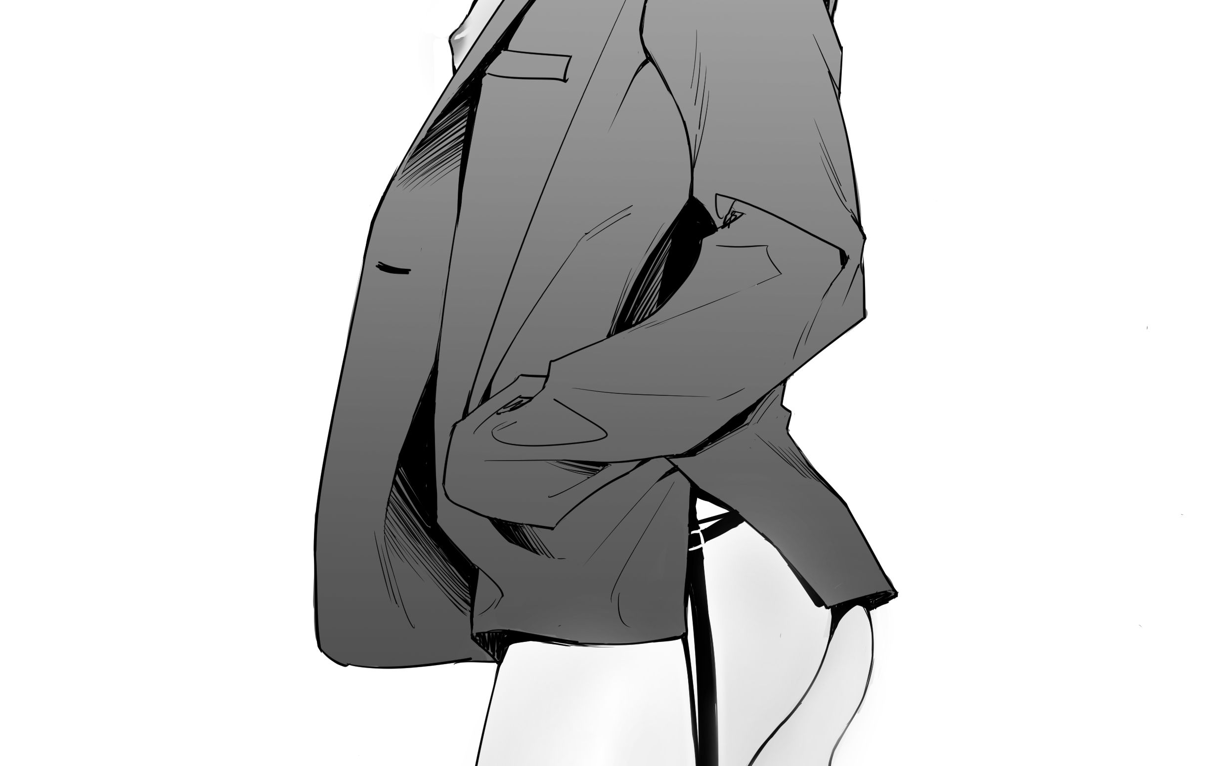 anime guy in suit drawing