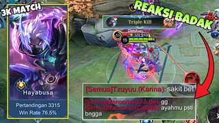 HAYABUSA KEMBALI META ! REAKSI TIER BADAK KETEMU 3K MATCH HAYABUSA Stenly ! Mobile Legends