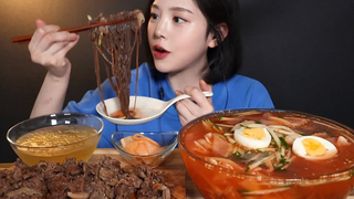 SUB) ! (ft) 💦 Spicy Naengmyeon Bulgogi Mukbang ASMR