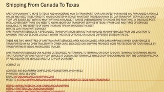 Shipping From Canada To Texas