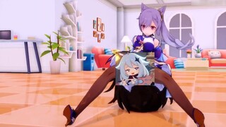 [Anime] [MMD 3D] Keqing & Boneka Kepala Zhongli