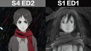 【ED对比】进击的巨人「恶魔之子」×「美丽而残酷的世界」片尾曲 画面互换对比！