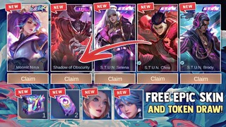 NEW! FREE EPIC SKIN AND MOONLIT NINJA SKIN + TOKEN DRAW REWARDS! FREE SKIN! | MOBILE LEGENDS 2023