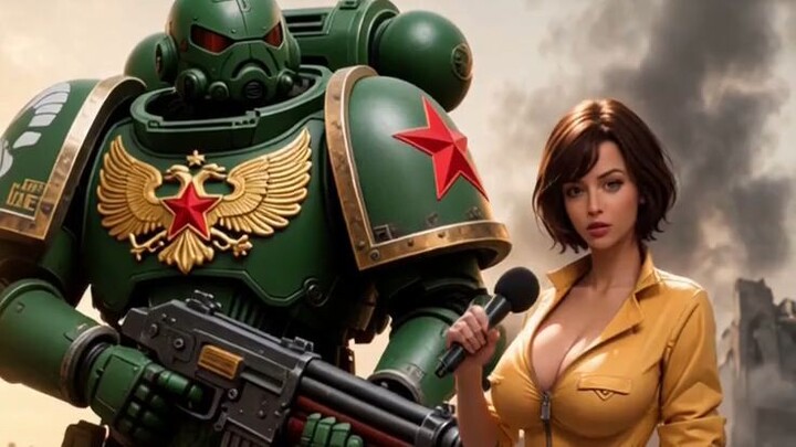 Космо-десантник даёт интервью - ai generated space-commando gives an interview (RUS)