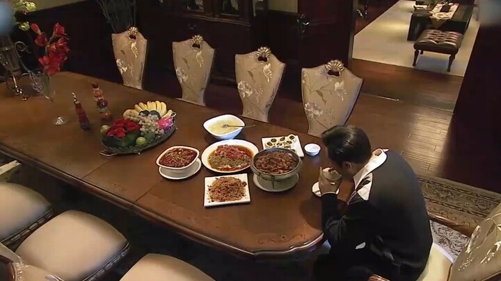 A wealthy young man’s dinner—two people enjoying a lavish meal, but they end up in a big fight befor