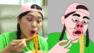 Mì cay lửa Mukbang DONA Việt Nam |||  troll..i don't draw