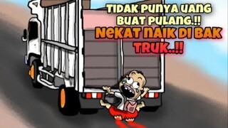 Ngak punya uang buat pulang.! Bocil nekat berngelantungan di belakang mobil truk oleng