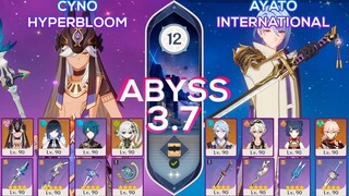 NEW Spiral Abyss 3.7 C0 Ayato International & C2 Cyno Hyperbloom I Floor 12 9 stars Genshin Impact