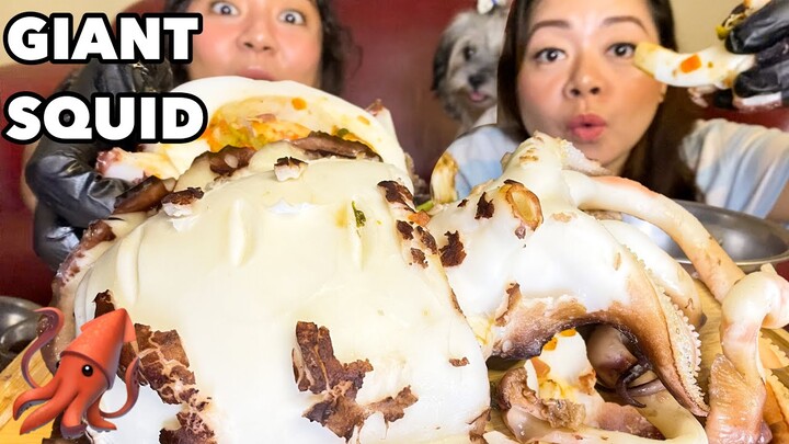 GIANT SQUID MUKBANG | STUFFED PUSIT W/ TIGER SHRIMP