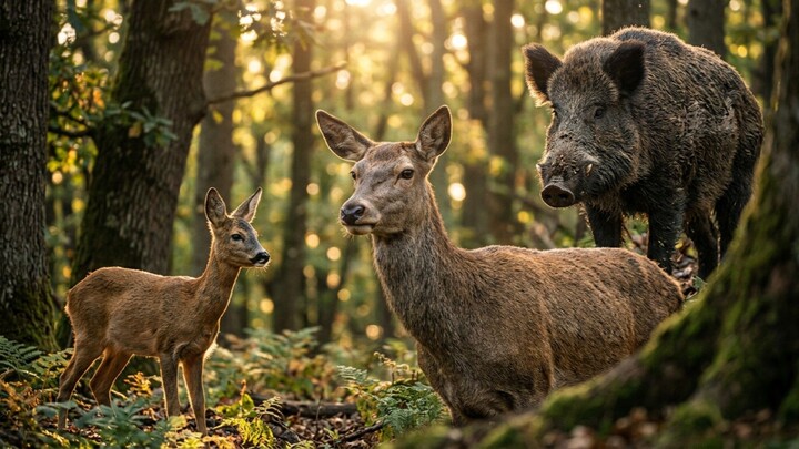 Wild Boar, Deer, and a Midnight Moose