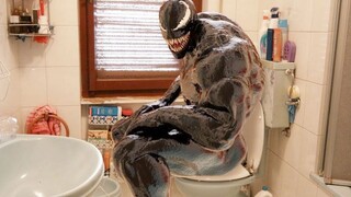 Venom was oversized in the bathroom, "Anti-Venom" had to rush in to find him, the scene was quite em