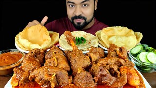 HUGE SPICY MUTTON CURRY, PARATHA, SOFT LUCHI, MUTTON GRAVY, CHILI, SALAD MUKBANG ASMR EATING SHOW ||