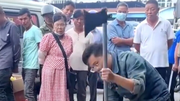 The man died, but the helmet was intact.