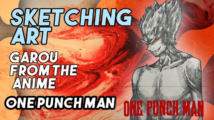 ONE PUNCH MAN FEATURING GAROU RAGE FORM | SKETCHINH HIM USING MY ART STYLE BLACK AND RED BALLPEN!!!