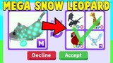 I traded a MEGA SNOW LEOPARD in Adopt Me!